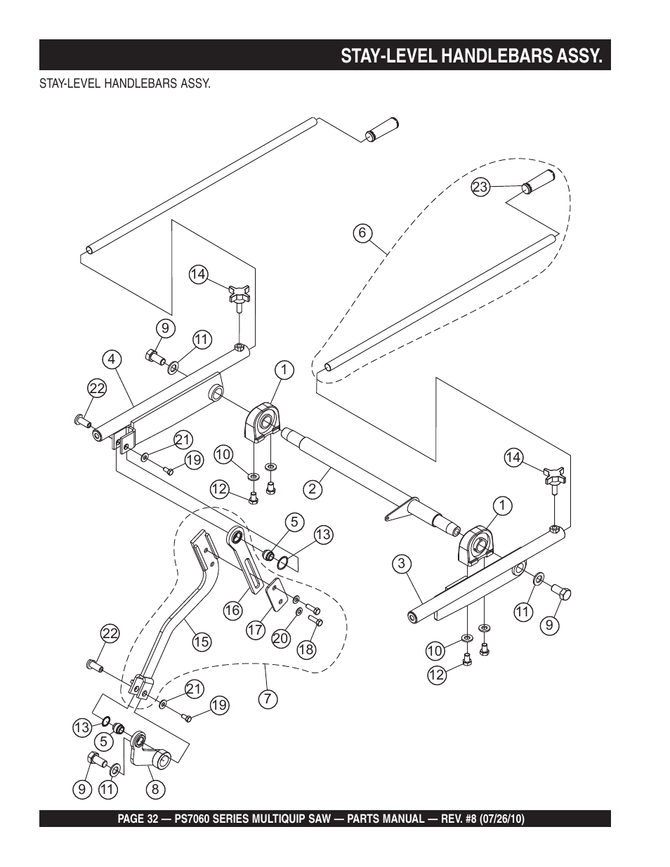 Stay-level handlebars assy | Multiquip Stay-Level Handlebar Pavement Saw PS706026 User Manual | Page 32 / 82