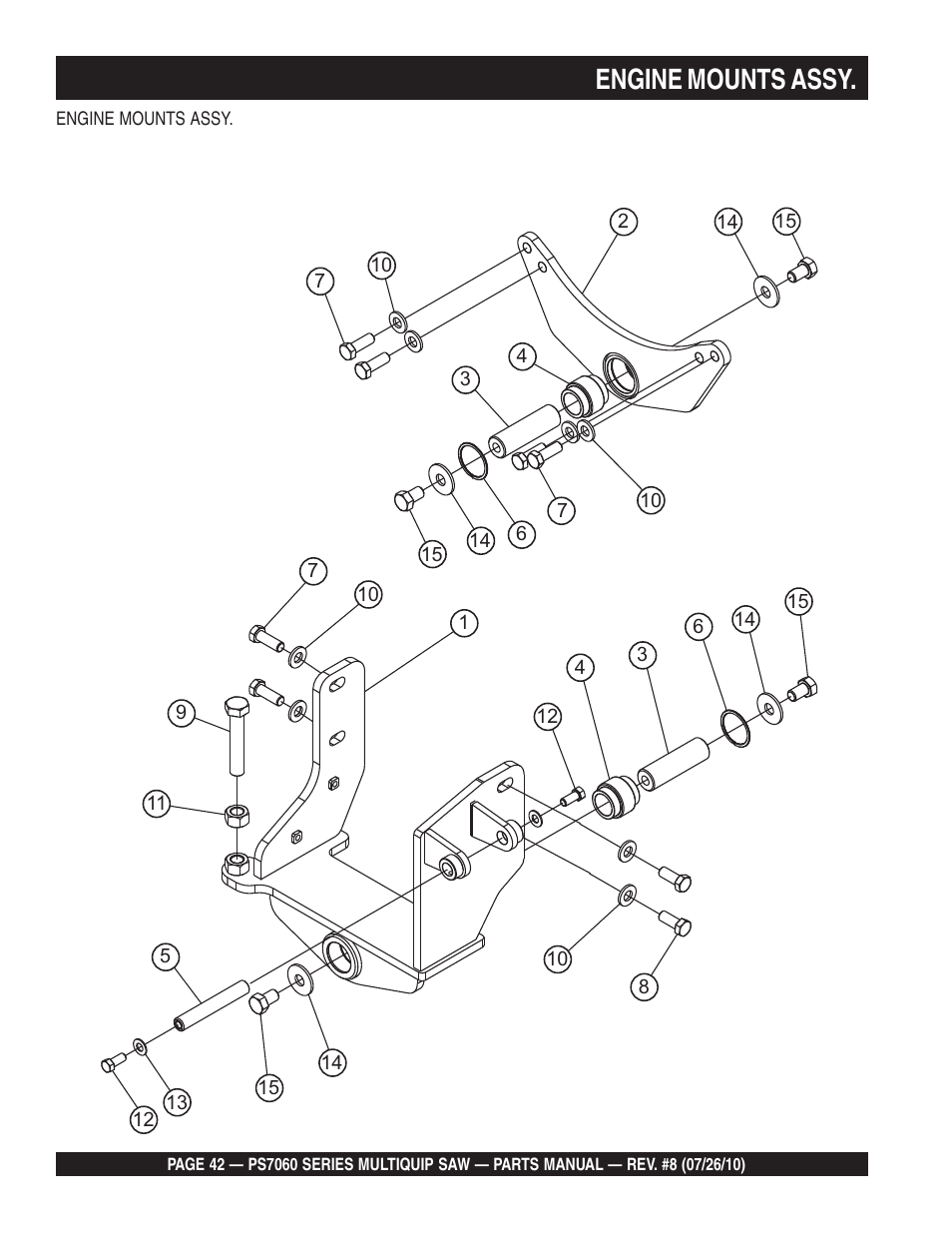 Engine mounts assy | Multiquip Stay-Level Handlebar Pavement Saw PS706026 User Manual | Page 42 / 82