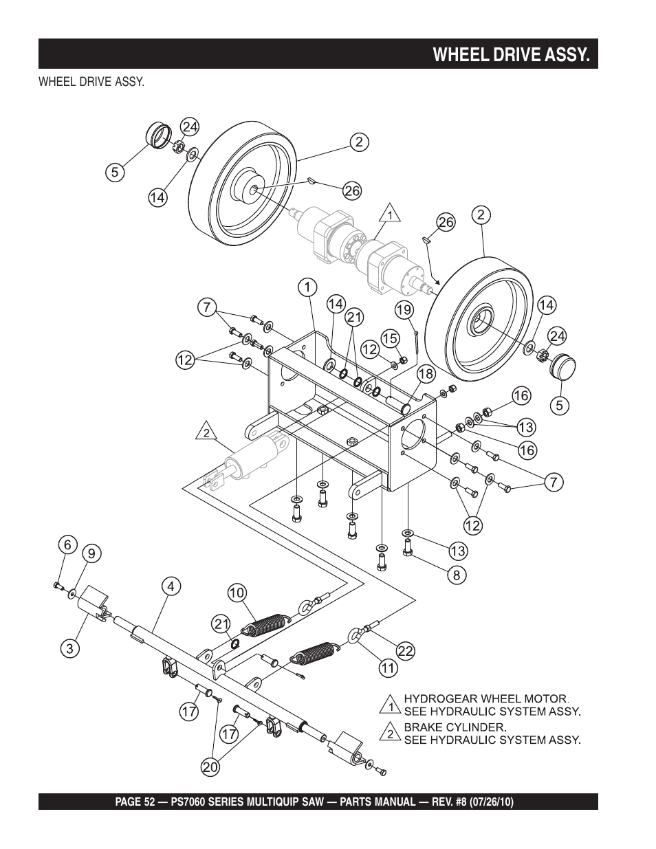 Wheel drive assy | Multiquip Stay-Level Handlebar Pavement Saw PS706026 User Manual | Page 52 / 82