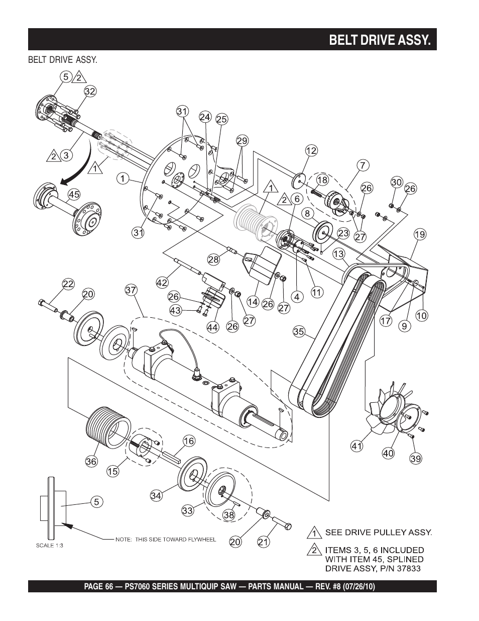 Belt drive assy | Multiquip Stay-Level Handlebar Pavement Saw PS706026 User Manual | Page 66 / 82