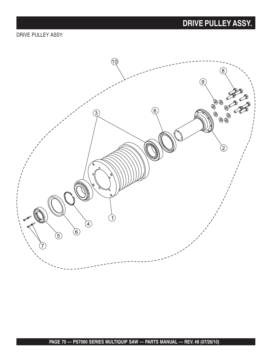 Drive pulley assy | Multiquip Stay-Level Handlebar Pavement Saw PS706026 User Manual | Page 70 / 82