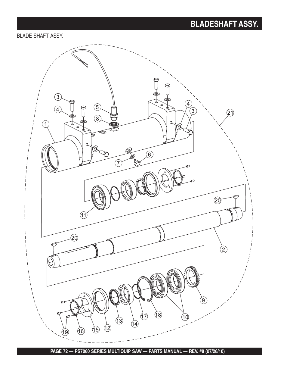 Bladeshaft assy | Multiquip Stay-Level Handlebar Pavement Saw PS706026 User Manual | Page 72 / 82