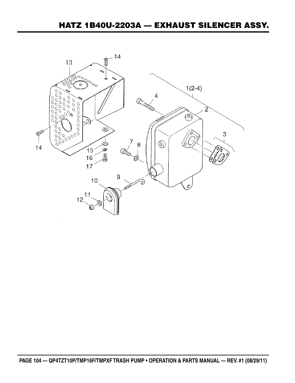 Multiquip TRASH PUMP (hatz 1B40u-2203a diesel engine) Qp4tZt10p User Manual | Page 104 / 118