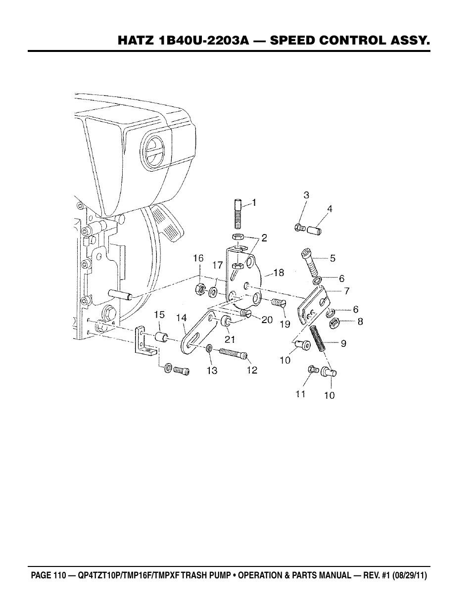 Multiquip TRASH PUMP (hatz 1B40u-2203a diesel engine) Qp4tZt10p User Manual | Page 110 / 118