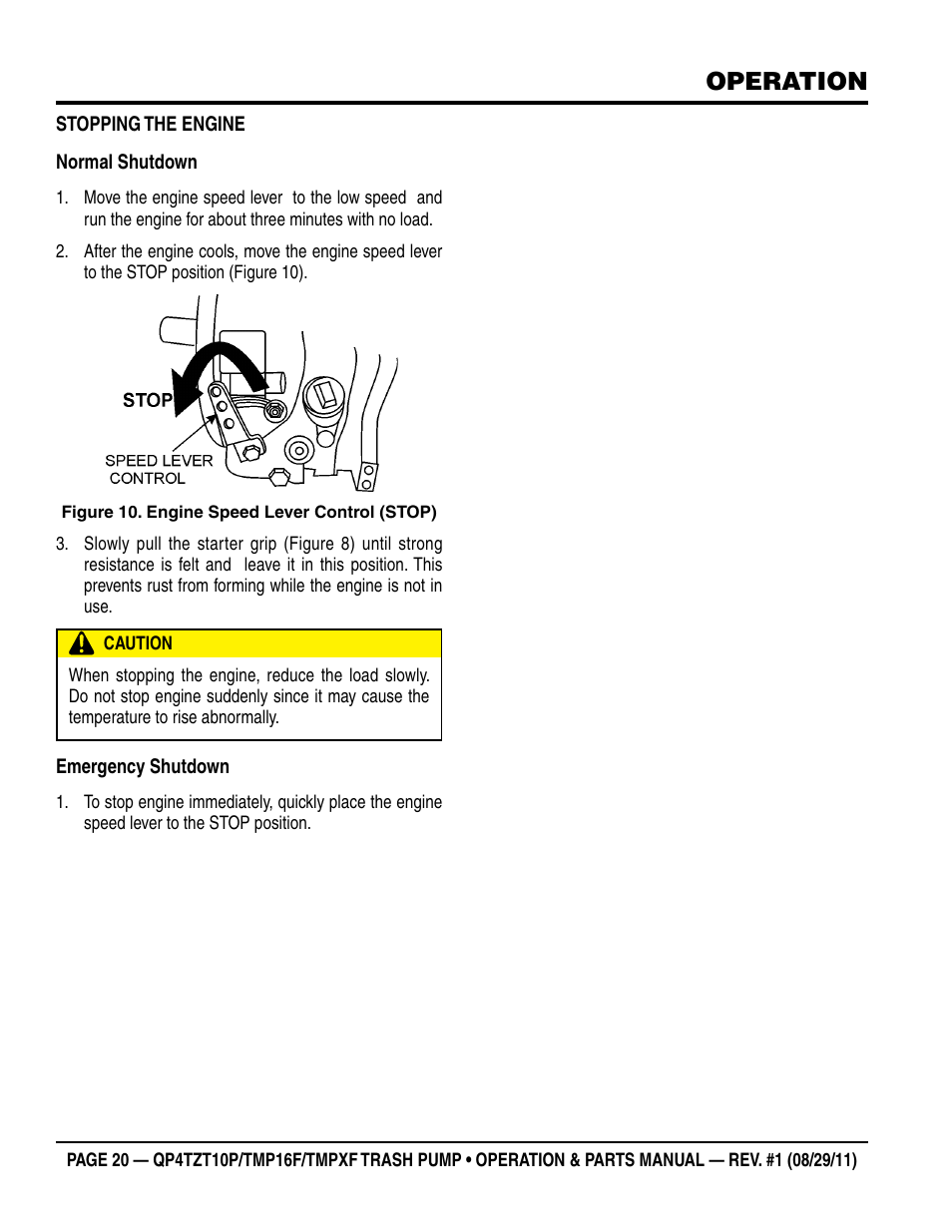 Operation | Multiquip TRASH PUMP (hatz 1B40u-2203a diesel engine) Qp4tZt10p User Manual | Page 20 / 118