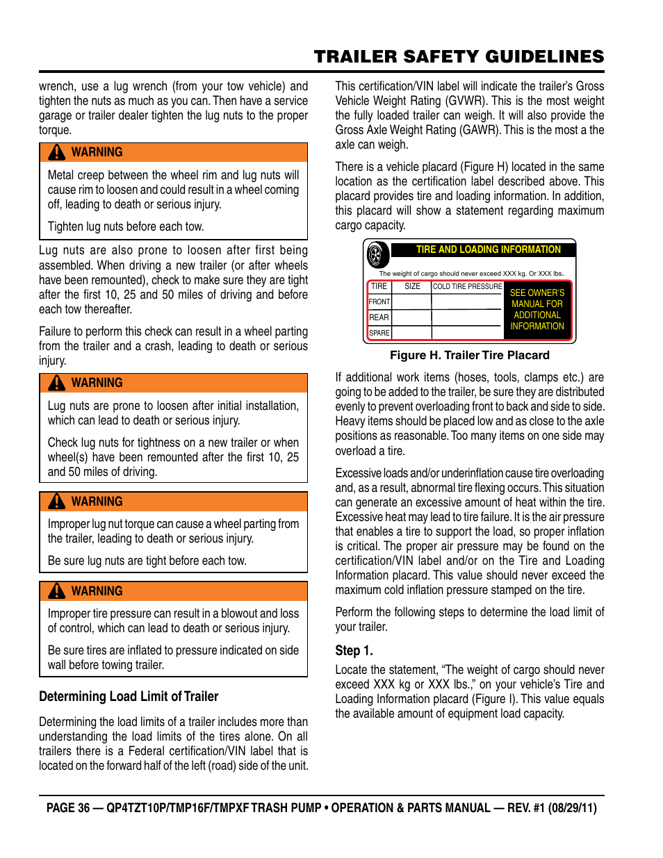 Trailer safety guidelines | Multiquip TRASH PUMP (hatz 1B40u-2203a diesel engine) Qp4tZt10p User Manual | Page 36 / 118