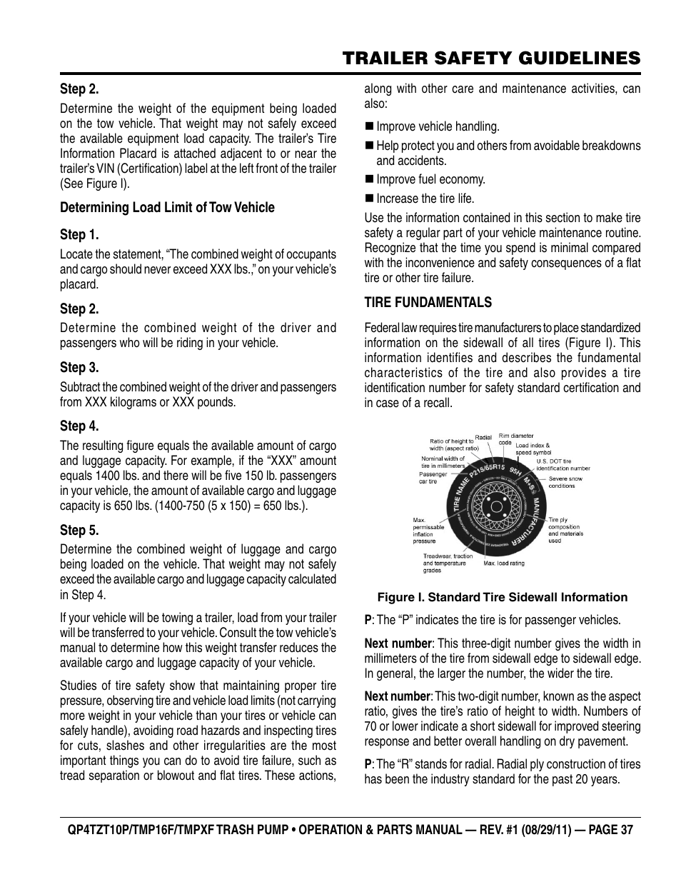 Trailer safety guidelines | Multiquip TRASH PUMP (hatz 1B40u-2203a diesel engine) Qp4tZt10p User Manual | Page 37 / 118