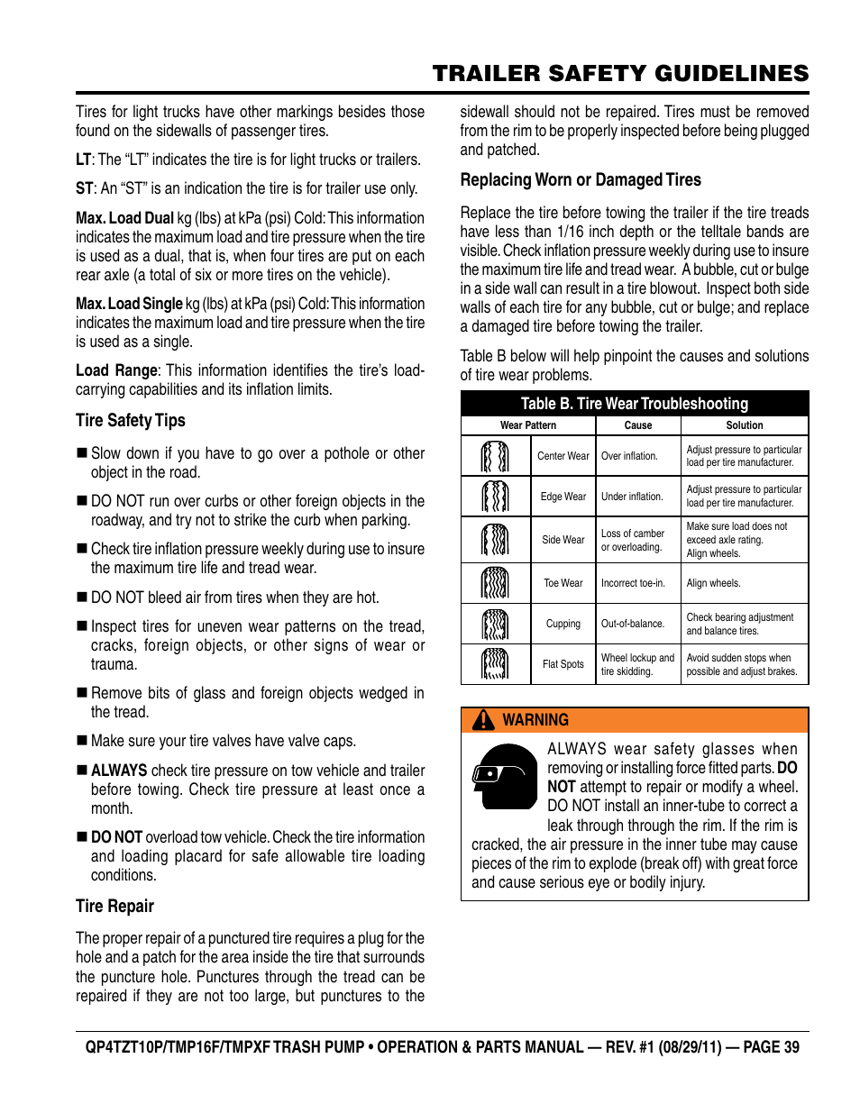 Trailer safety guidelines | Multiquip TRASH PUMP (hatz 1B40u-2203a diesel engine) Qp4tZt10p User Manual | Page 39 / 118
