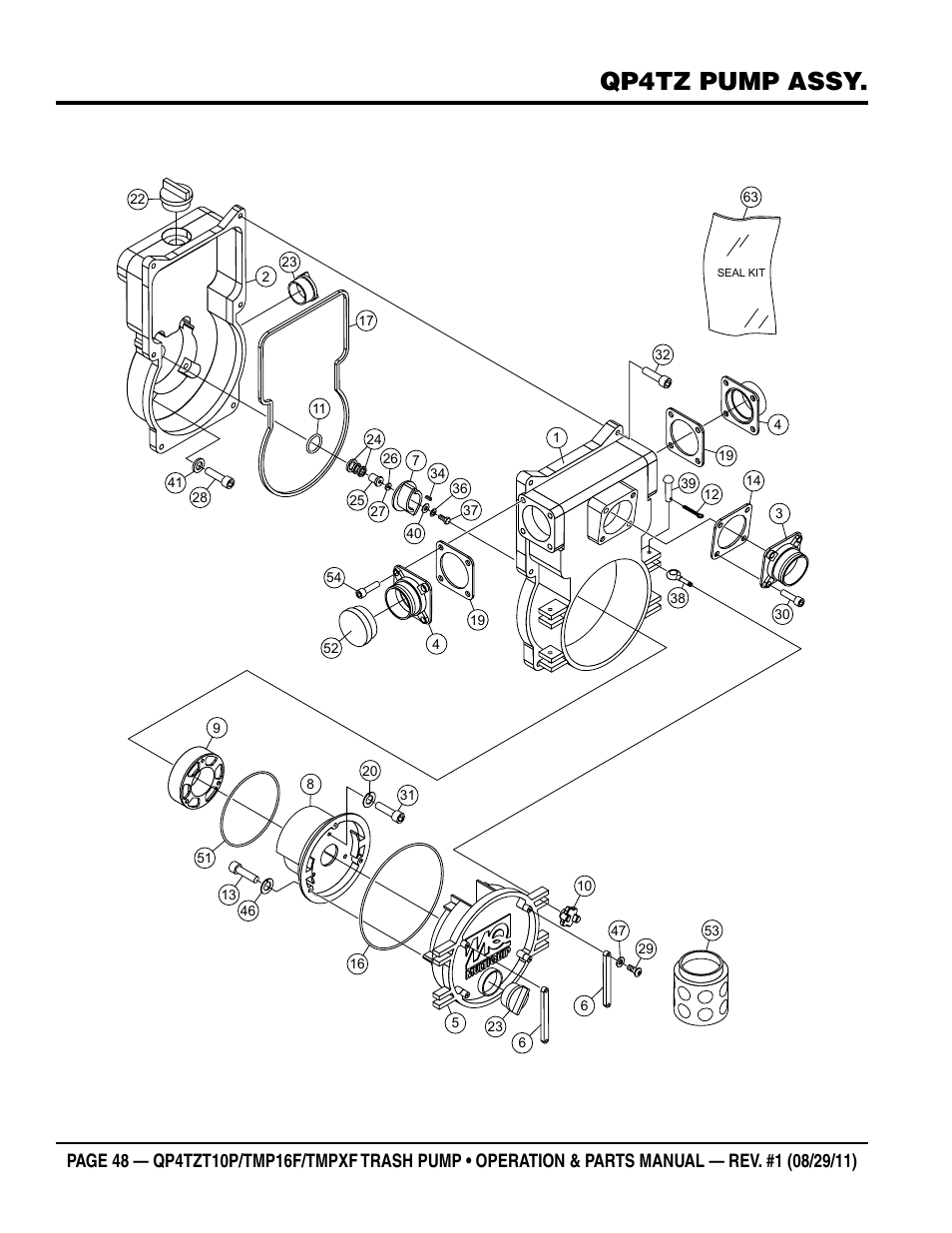 Qp4tz pump assy | Multiquip TRASH PUMP (hatz 1B40u-2203a diesel engine) Qp4tZt10p User Manual | Page 48 / 118
