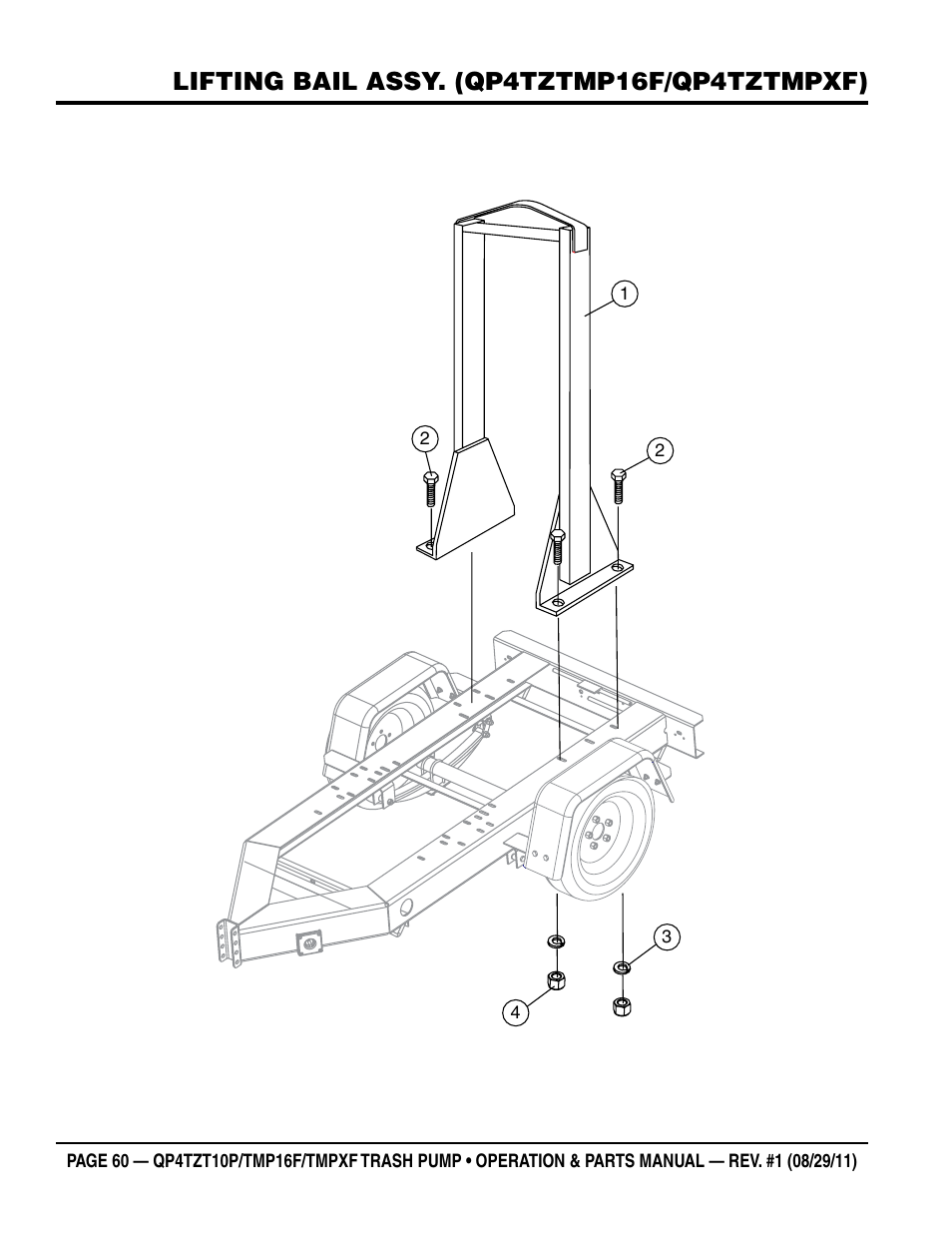 Lifting bail assy. (qp4tztmp16f/qp4tztmpxf) | Multiquip TRASH PUMP (hatz 1B40u-2203a diesel engine) Qp4tZt10p User Manual | Page 60 / 118