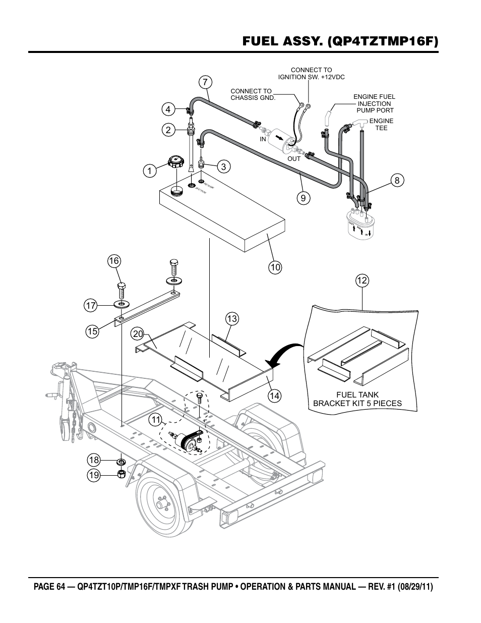 Fuel assy. (qp4tztmp16f) | Multiquip TRASH PUMP (hatz 1B40u-2203a diesel engine) Qp4tZt10p User Manual | Page 64 / 118