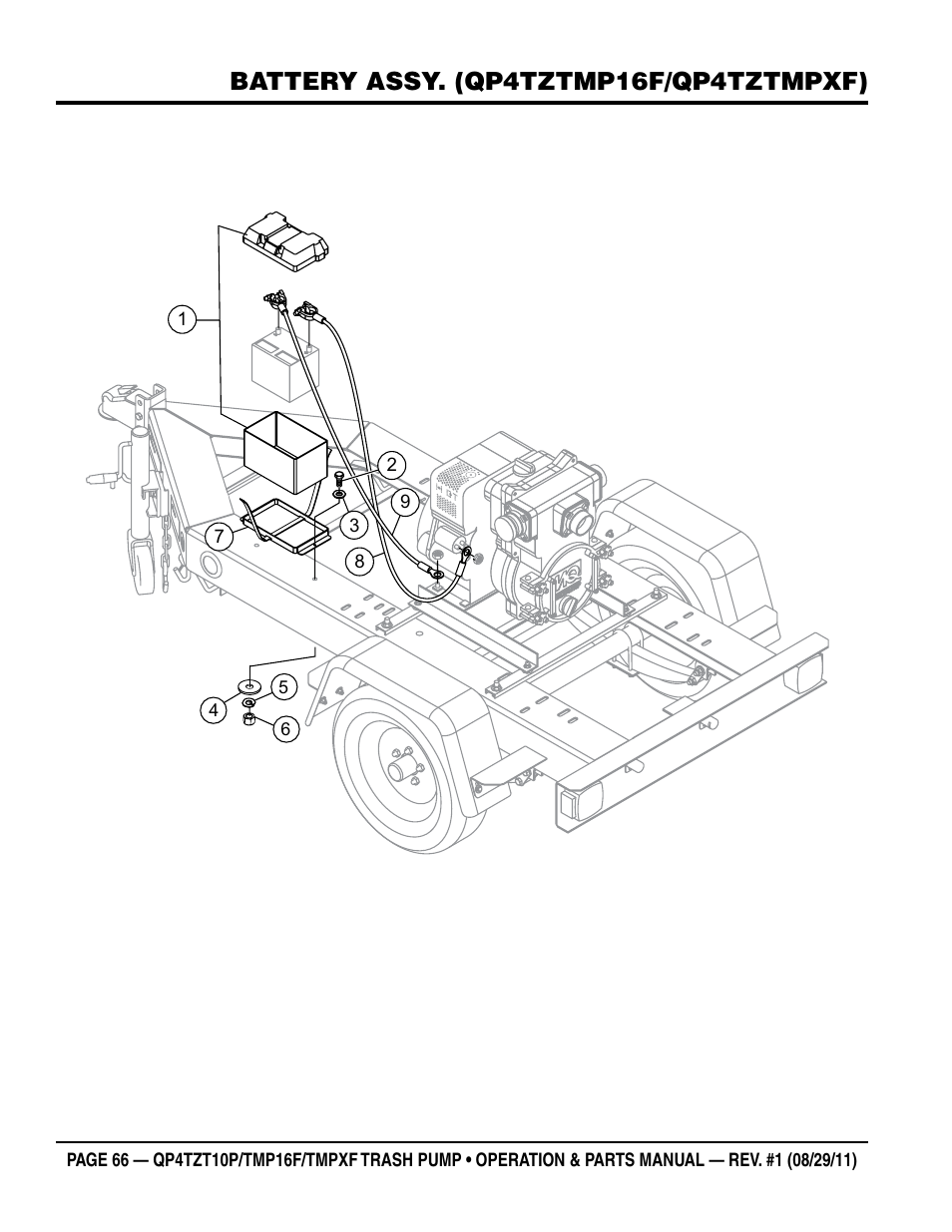 Battery assy. (qp4tztmp16f/qp4tztmpxf) | Multiquip TRASH PUMP (hatz 1B40u-2203a diesel engine) Qp4tZt10p User Manual | Page 66 / 118