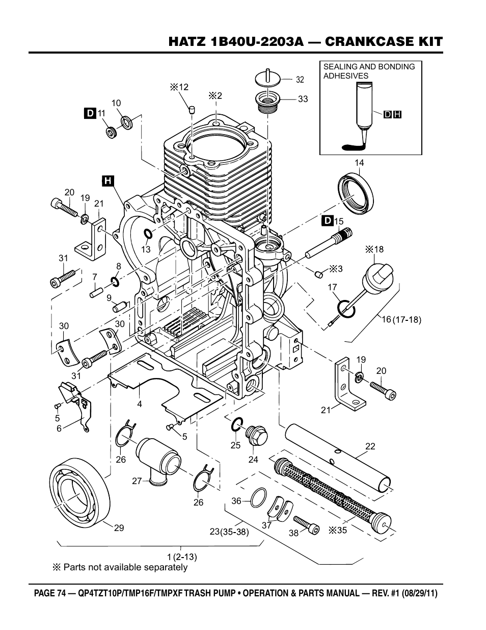 Multiquip TRASH PUMP (hatz 1B40u-2203a diesel engine) Qp4tZt10p User Manual | Page 74 / 118