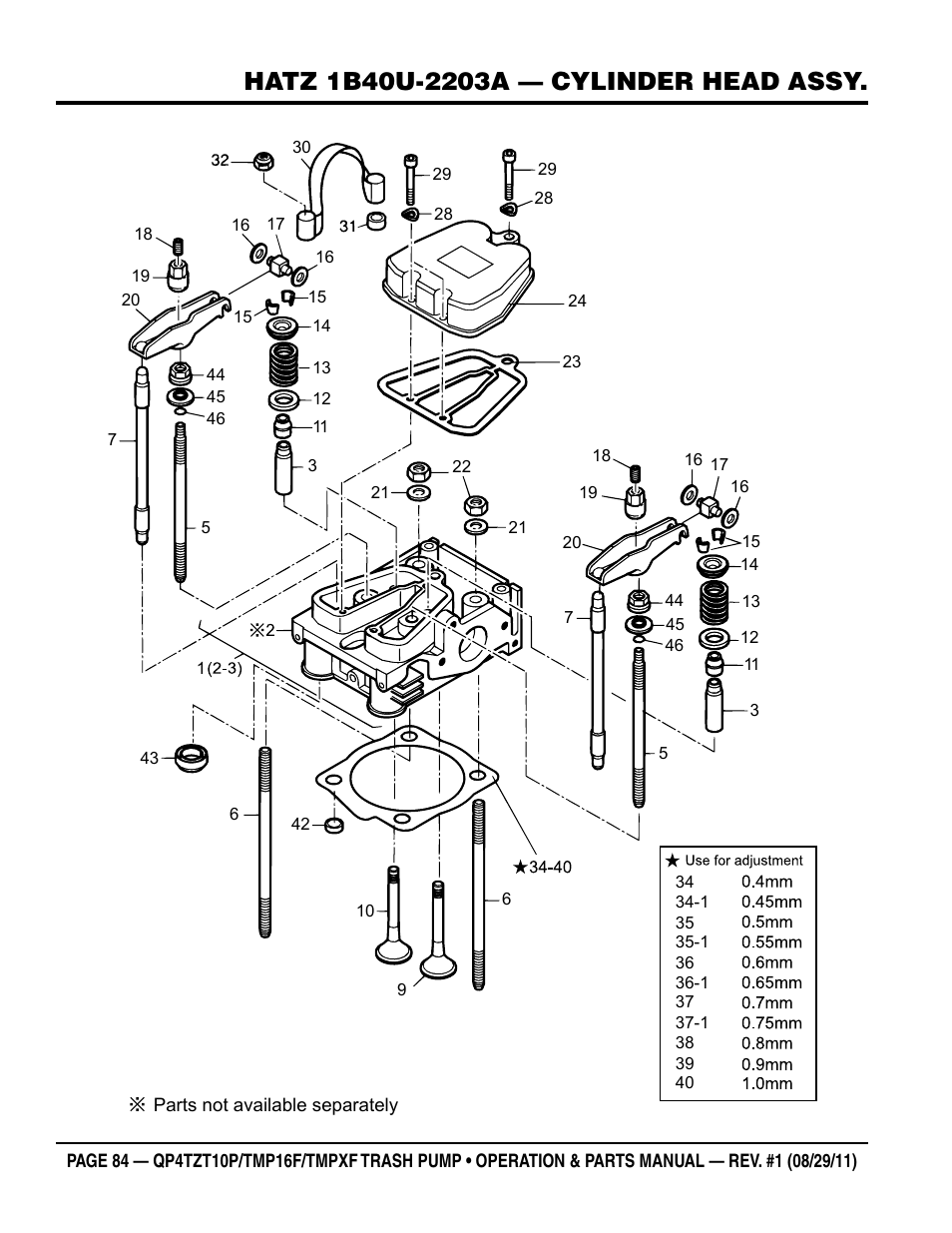Multiquip TRASH PUMP (hatz 1B40u-2203a diesel engine) Qp4tZt10p User Manual | Page 84 / 118