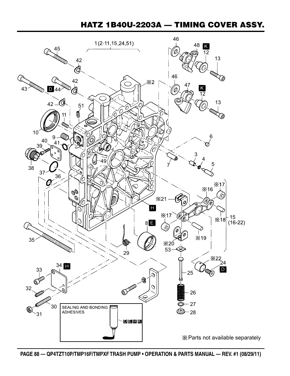Multiquip TRASH PUMP (hatz 1B40u-2203a diesel engine) Qp4tZt10p User Manual | Page 88 / 118