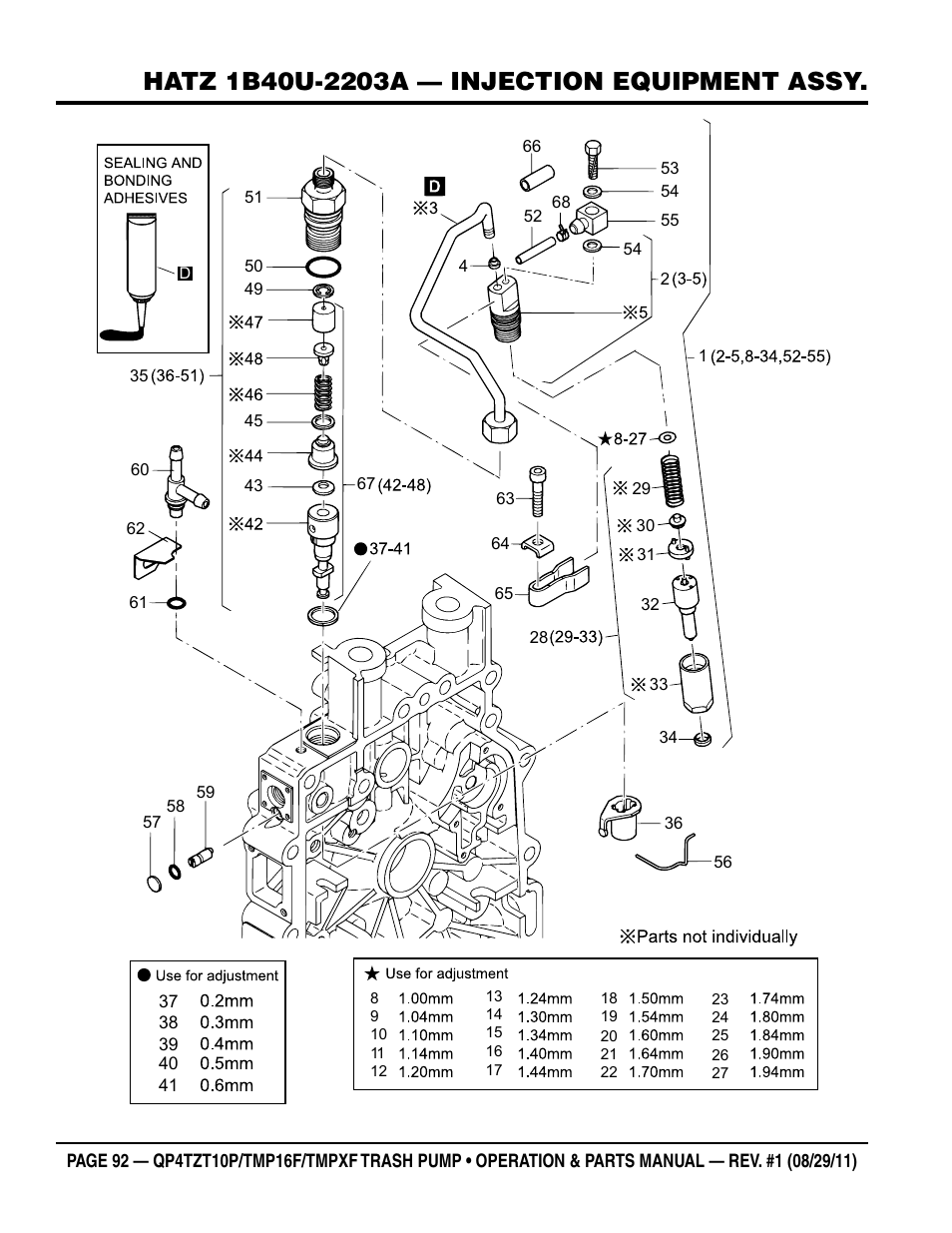 Multiquip TRASH PUMP (hatz 1B40u-2203a diesel engine) Qp4tZt10p User Manual | Page 92 / 118