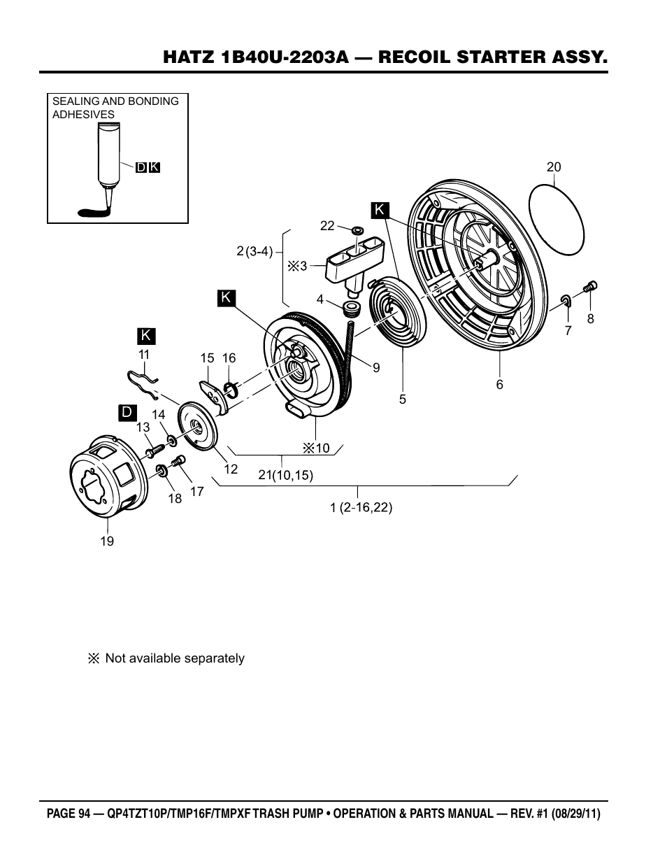 Multiquip TRASH PUMP (hatz 1B40u-2203a diesel engine) Qp4tZt10p User Manual | Page 94 / 118
