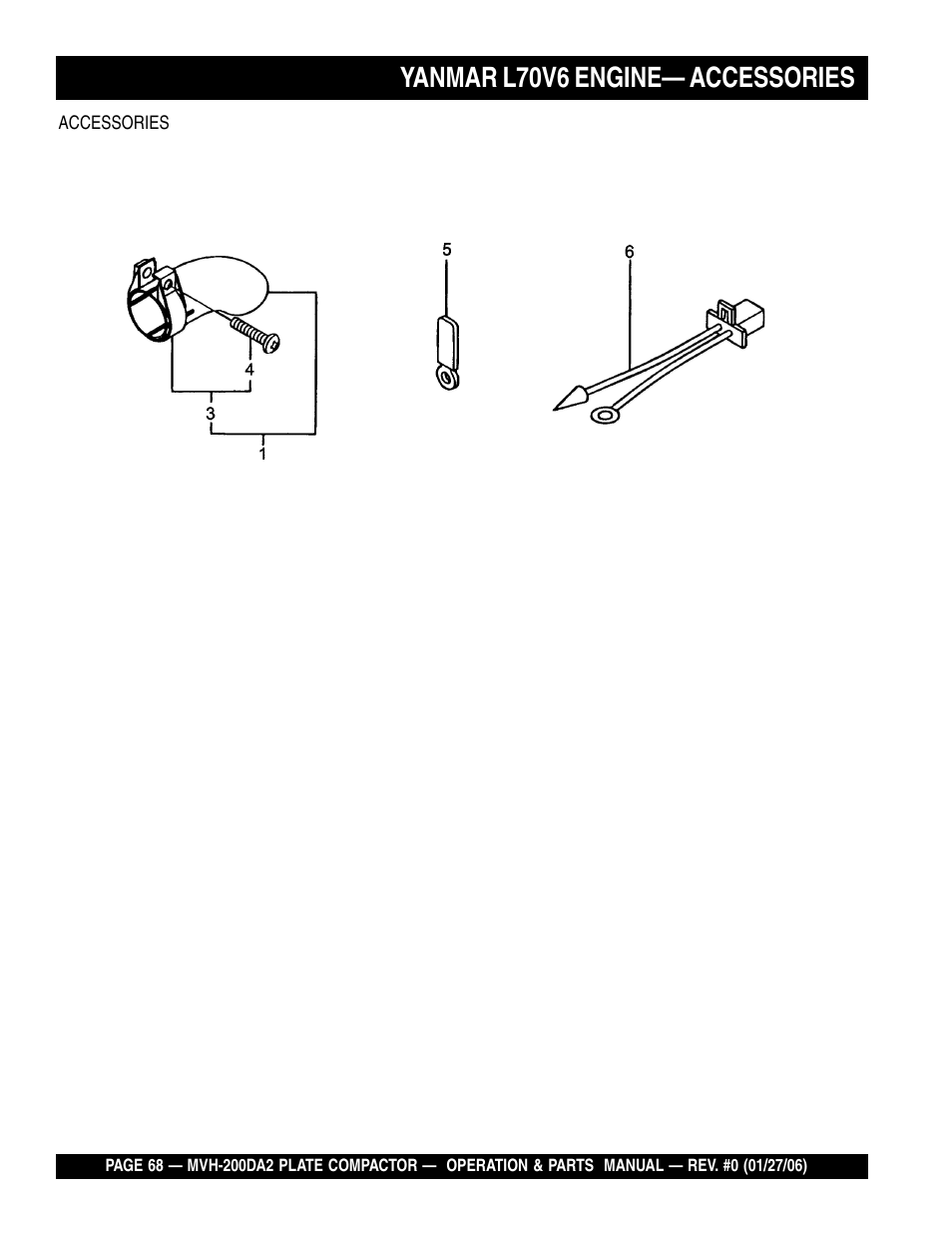 Yanmar l70v6 engine— accessories | Multiquip Reversible Plate Compactor MVH-200DA2 User Manual | Page 68 / 72