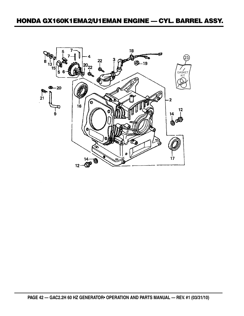 Multiquip Portable Generator (Honda GX160 Gasoline Engine) GAC2.2H User Manual | Page 42 / 74