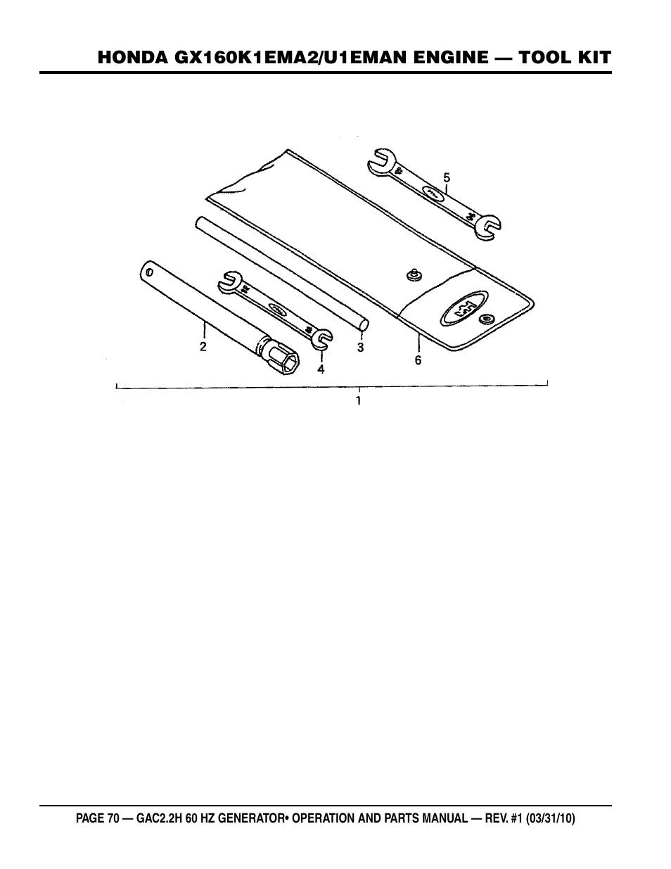 Multiquip Portable Generator (Honda GX160 Gasoline Engine) GAC2.2H User Manual | Page 70 / 74