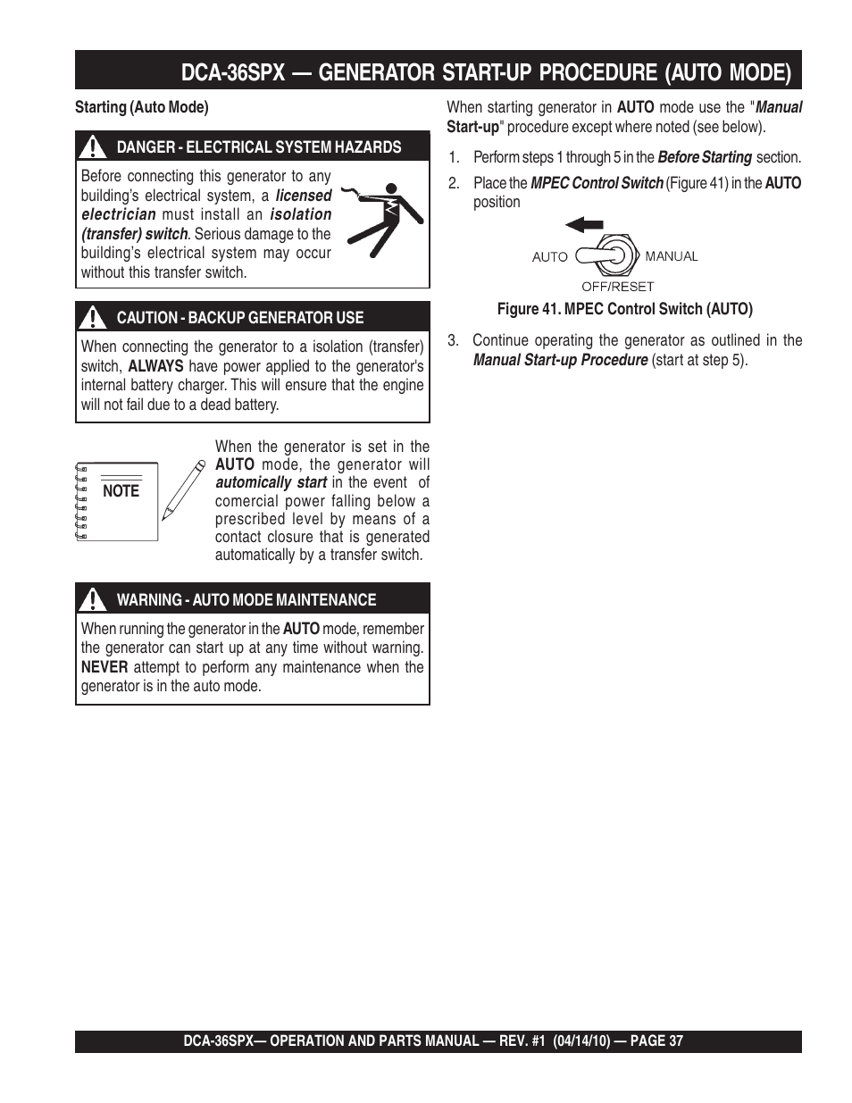 Multiquip MQ Power Whisperwatt Series DCA-36SPX User Manual | Page 37 / 84