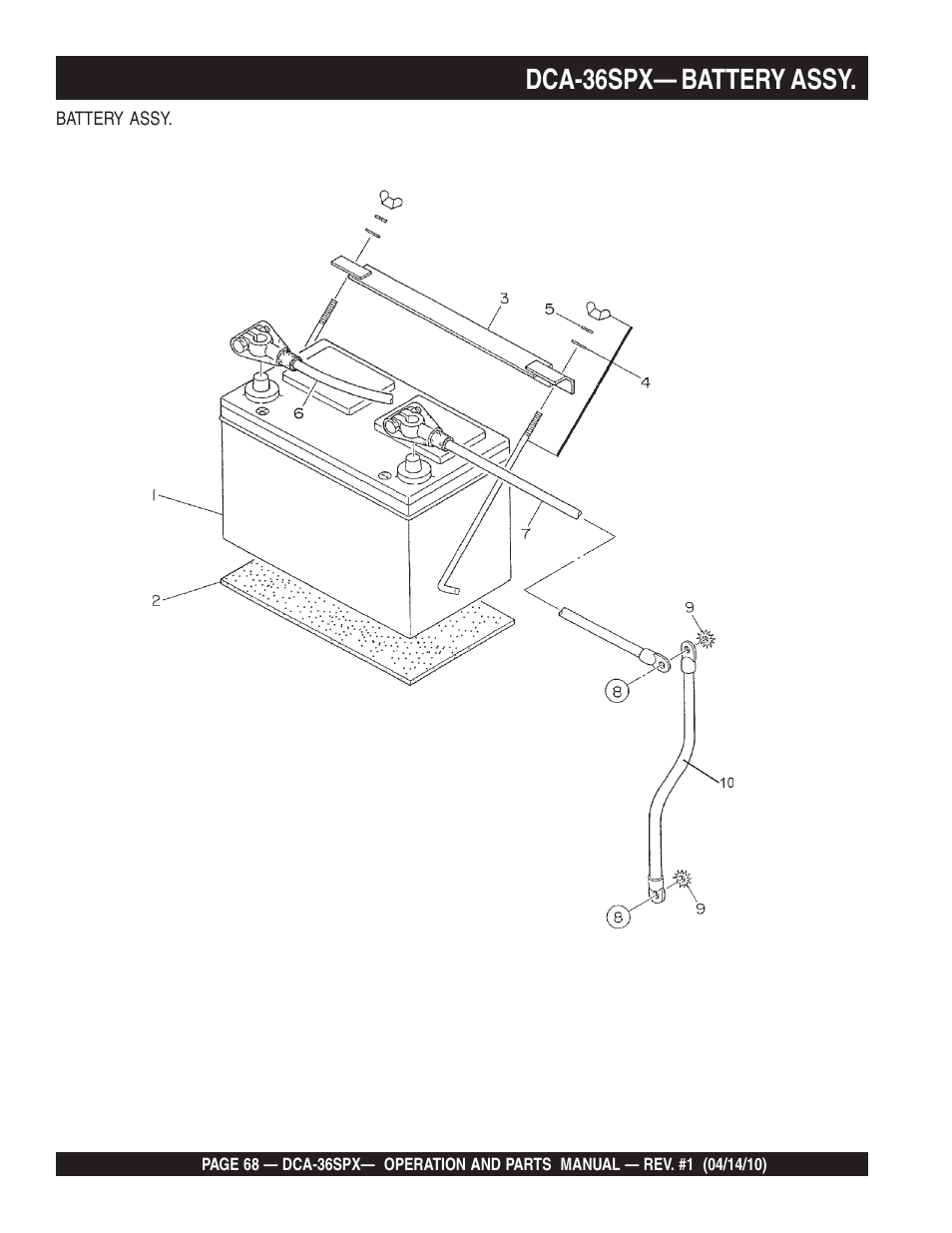 Dca-36spx— battery assy | Multiquip MQ Power Whisperwatt Series DCA-36SPX User Manual | Page 68 / 84