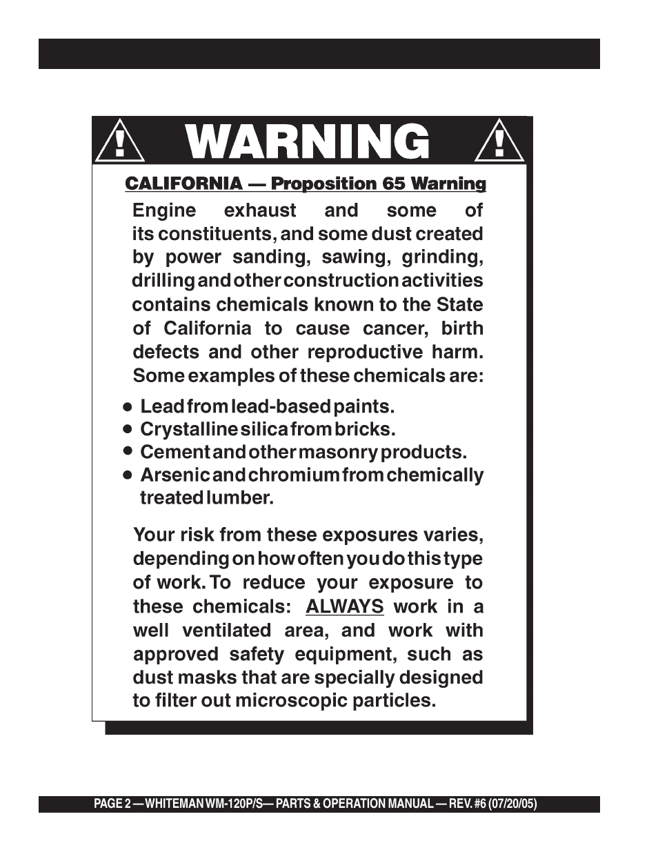 Multiquip Whiteman Plaster/Mortar Mixers WM-120PM User Manual | Page 2 / 50