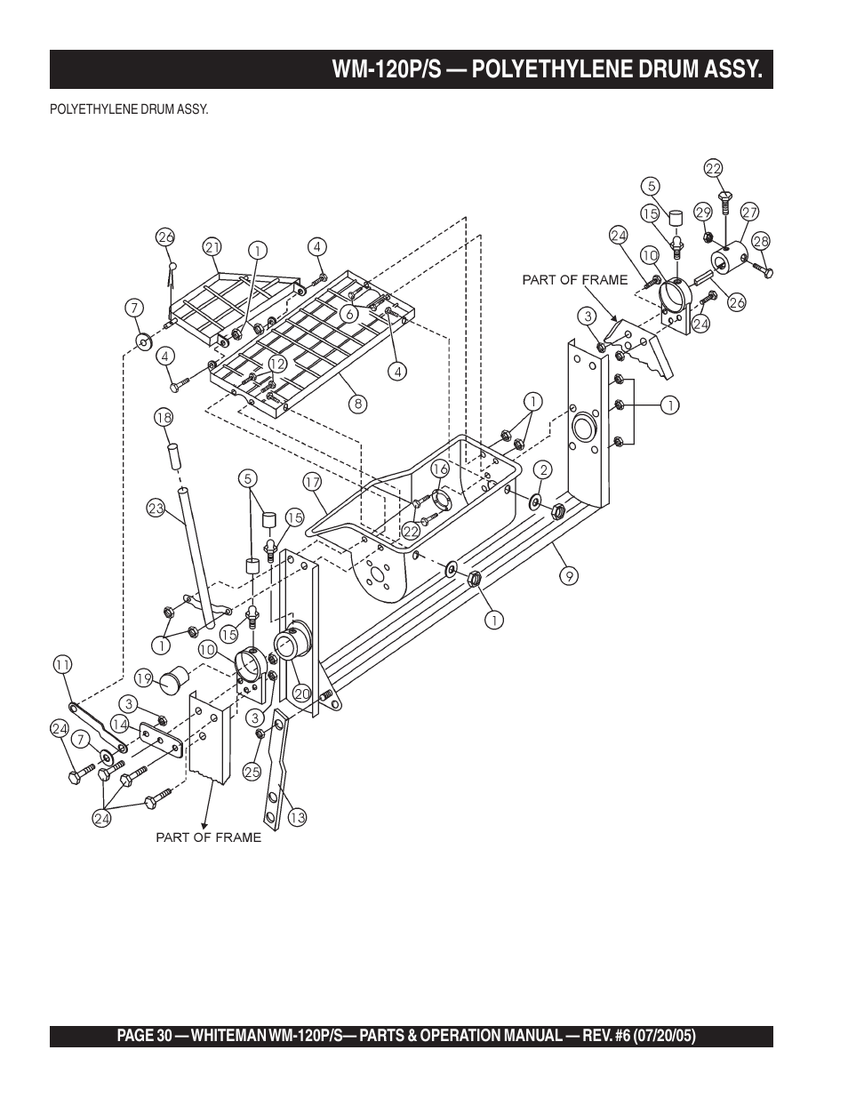 Wm-120p/s — polyethylene drum assy | Multiquip Whiteman Plaster/Mortar Mixers WM-120PM User Manual | Page 30 / 50
