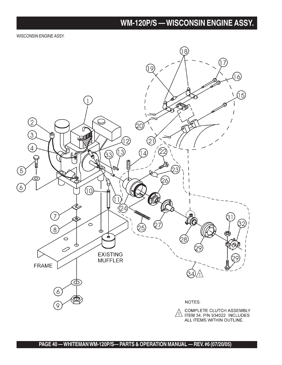 Wm-120p/s — wisconsin engine assy | Multiquip Whiteman Plaster/Mortar Mixers WM-120PM User Manual | Page 40 / 50