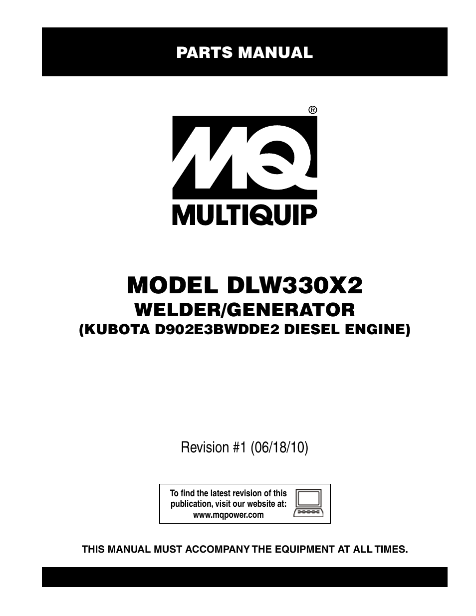 Multiquip  WElDEr/gEnEratOr (KuBOta D902E3BWDDE2 DIEsEl EngInE) DlW330X2 User Manual | 118 pages