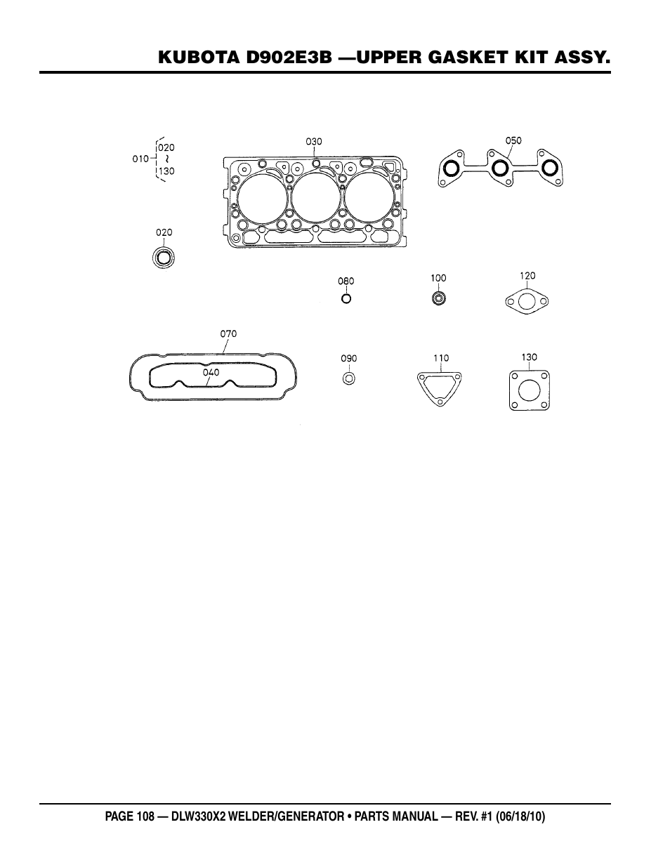 Multiquip  WElDEr/gEnEratOr (KuBOta D902E3BWDDE2 DIEsEl EngInE) DlW330X2 User Manual | Page 108 / 118