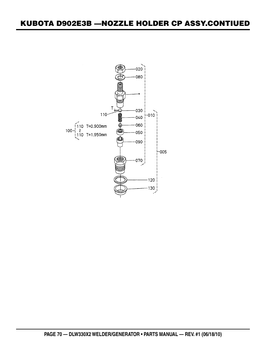 Multiquip  WElDEr/gEnEratOr (KuBOta D902E3BWDDE2 DIEsEl EngInE) DlW330X2 User Manual | Page 70 / 118