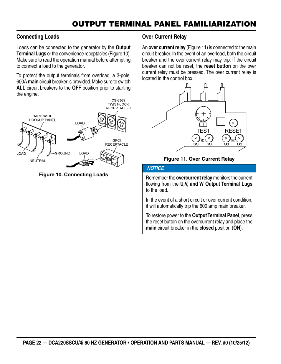 Output terminal panel familiarization | Multiquip 60 Hz Generator DCA220SSCU User Manual | Page 22 / 90