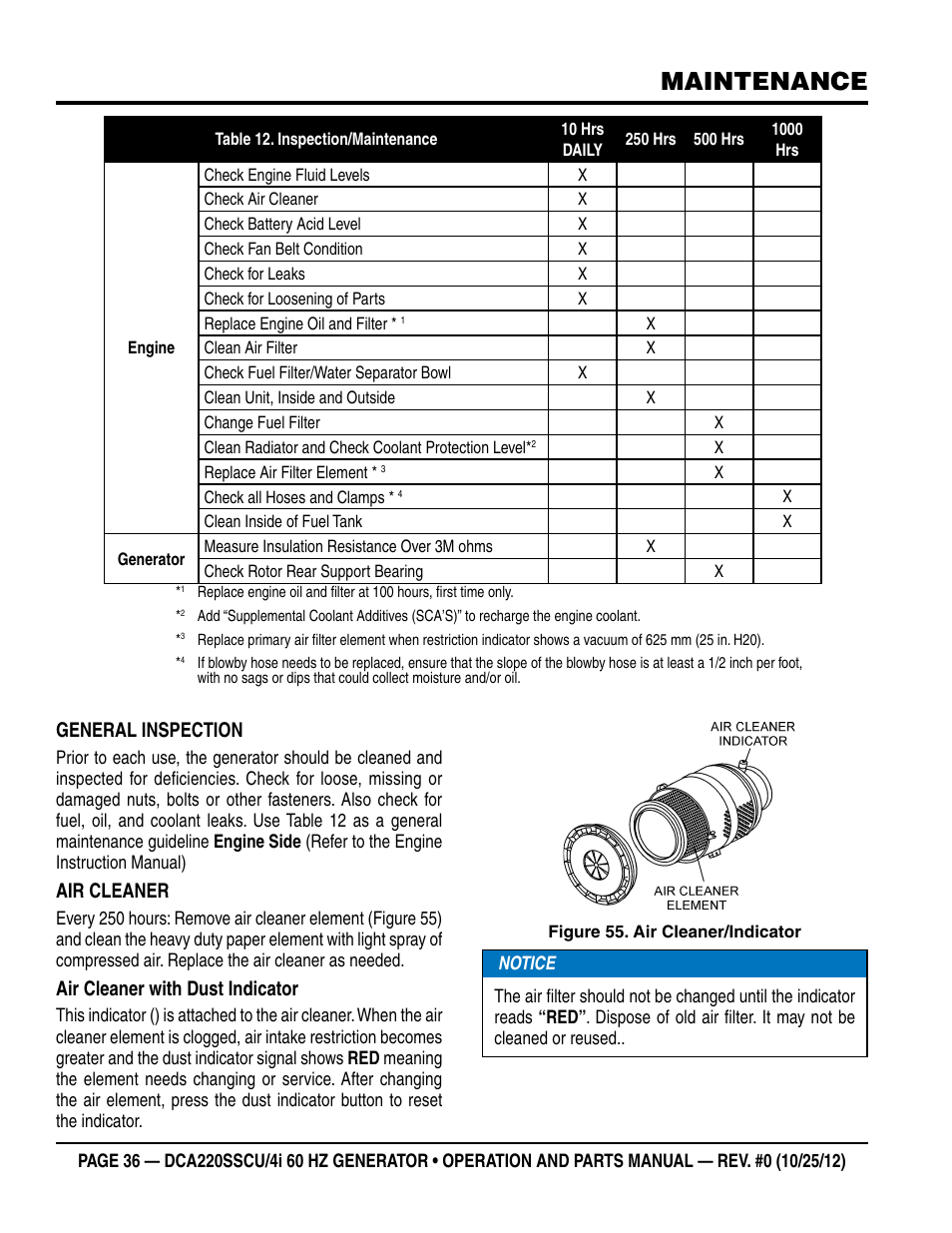 Maintenance | Multiquip 60 Hz Generator DCA220SSCU User Manual | Page 36 / 90