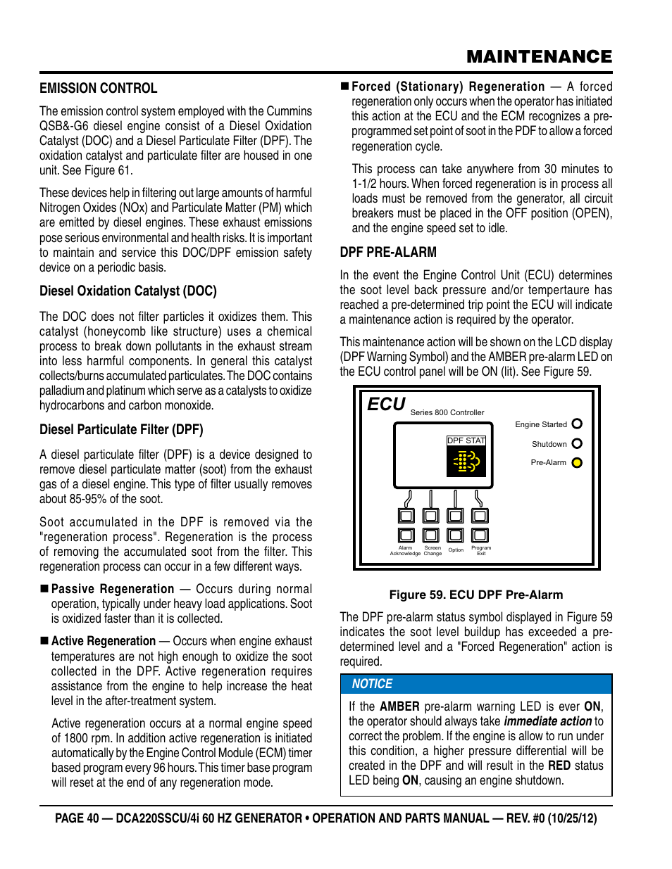Maintenance | Multiquip 60 Hz Generator DCA220SSCU User Manual | Page 40 / 90