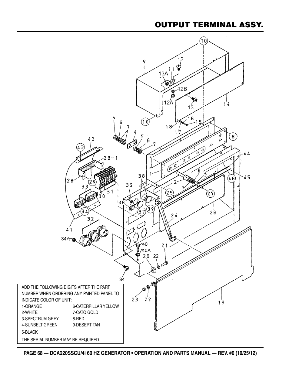 Output terminal assy | Multiquip 60 Hz Generator DCA220SSCU User Manual | Page 68 / 90