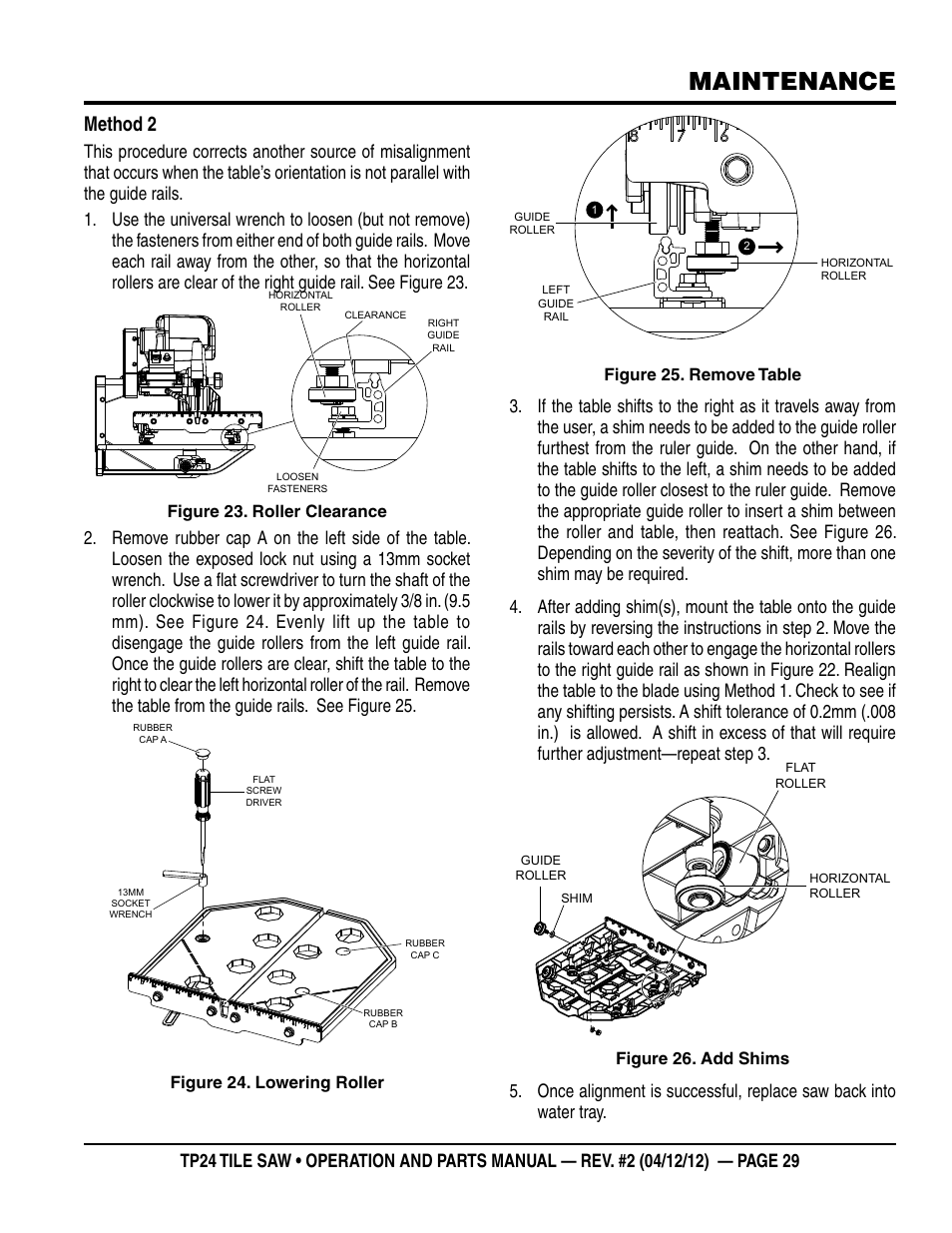 Maintenance, Method 2 | Multiquip tile saw tp24 User Manual | Page 29 / 54