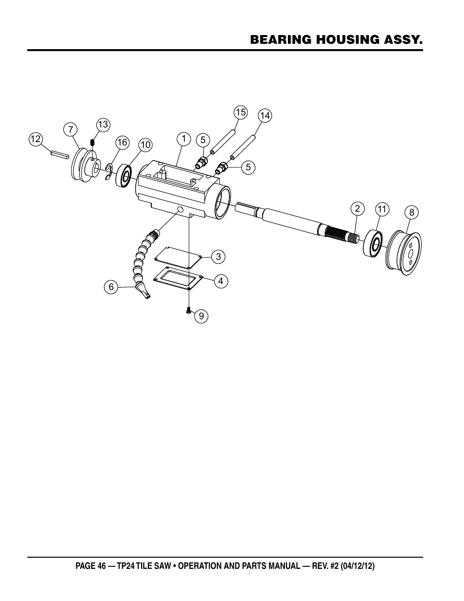 Bearing housing assy | Multiquip tile saw tp24 User Manual | Page 46 / 54