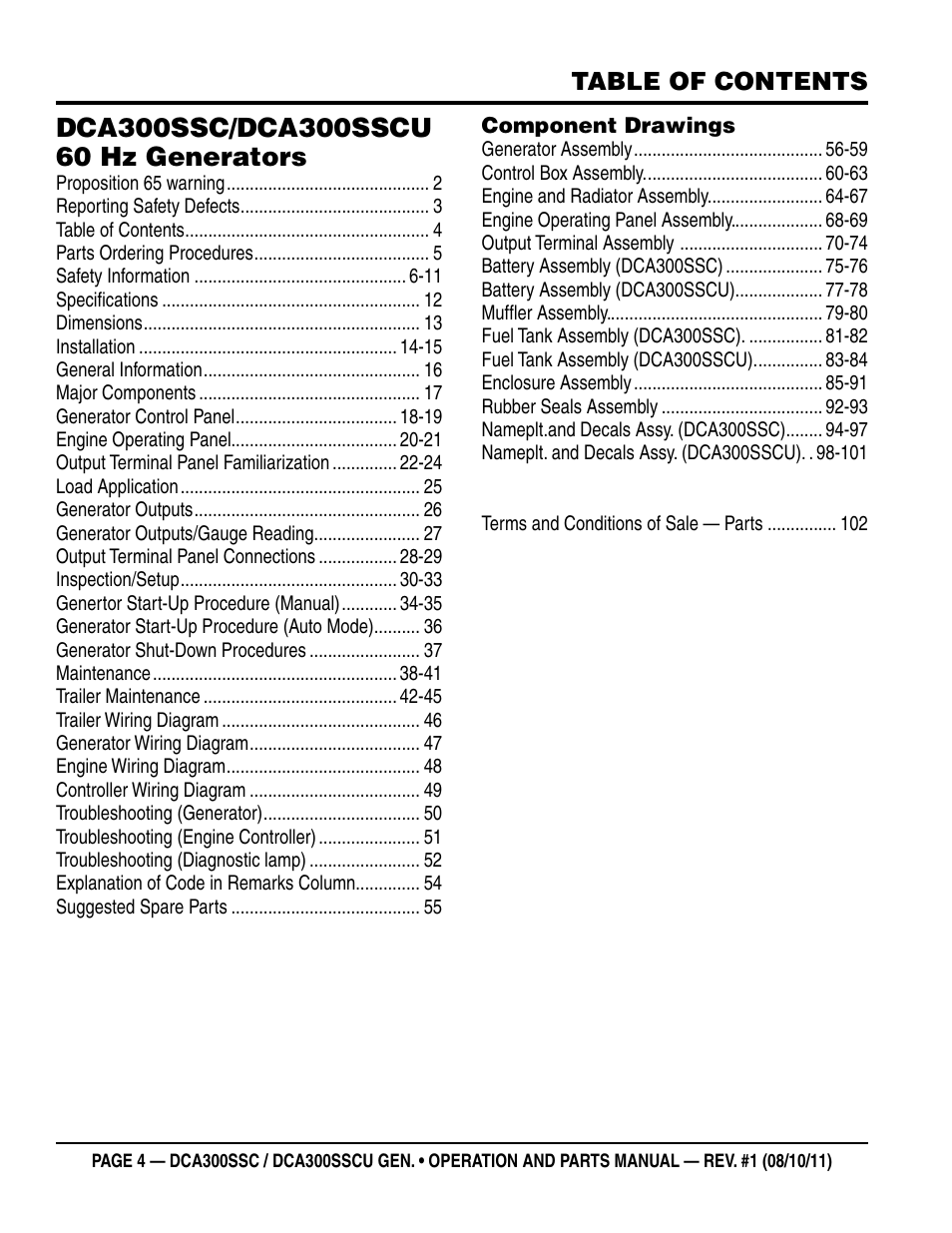 Multiquip Whisperwatt Series 60HZ Generator (Cummins QSL9-G3 Diesel Engine) DCA300SSCU User Manual | Page 4 / 104