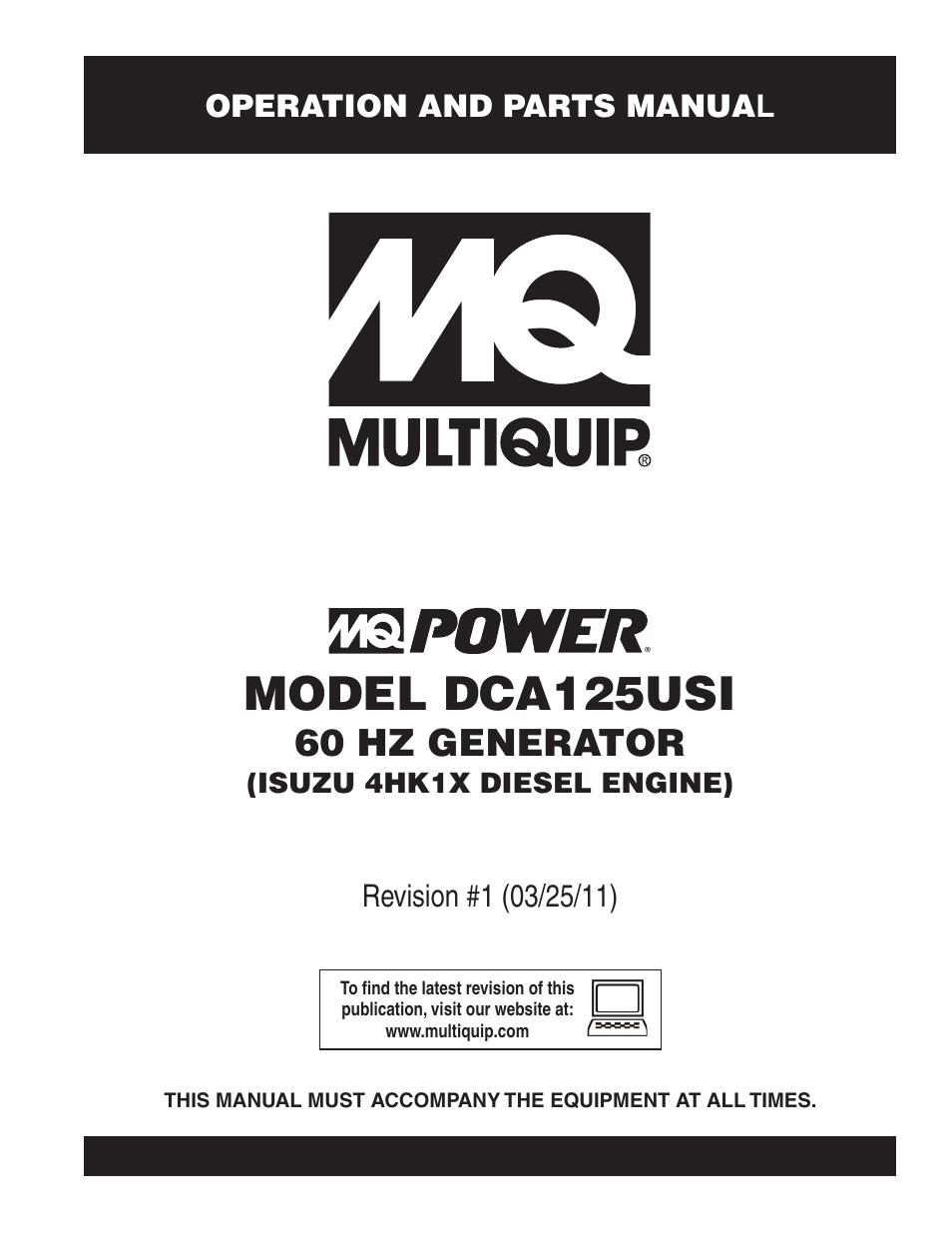 Multiquip MQ Power 60 HZ Generator DCA125USI User Manual | 90 pages