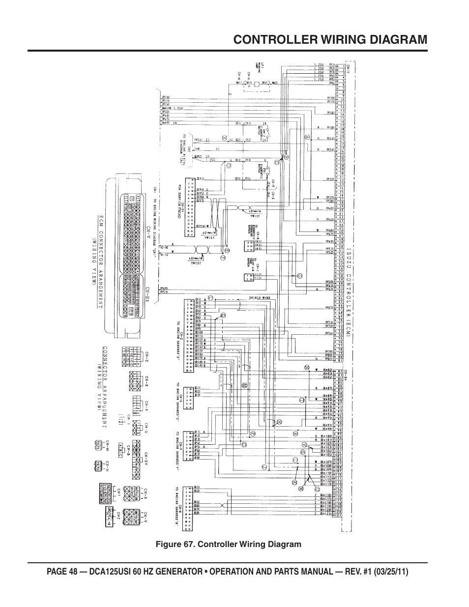 Controller wiring diagram | Multiquip MQ Power 60 HZ Generator DCA125USI User Manual | Page 48 / 90