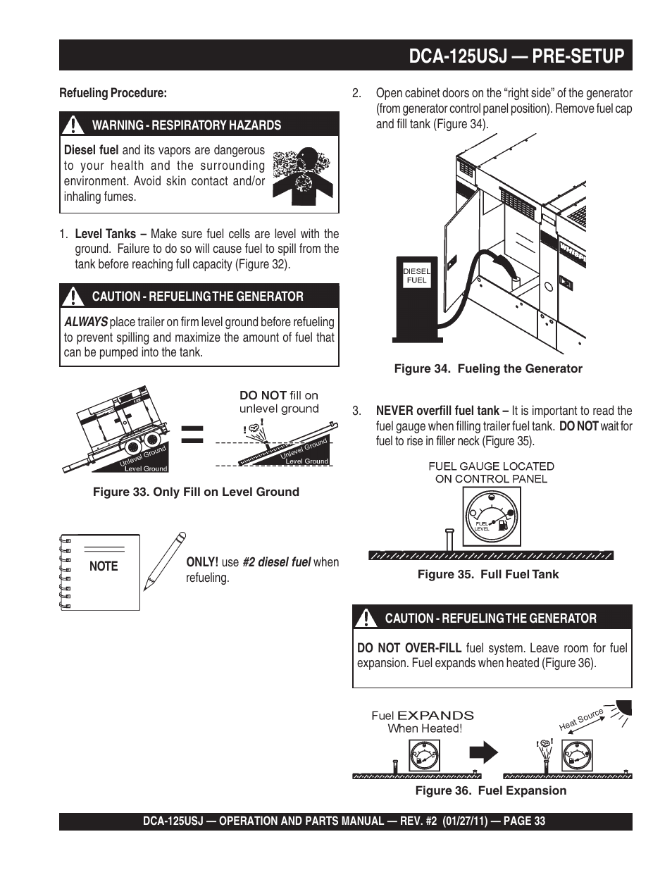 1dca-125usj — pre-setup | Multiquip MQ Power 60 Hz Generator DCA125USJ User Manual | Page 33 / 84