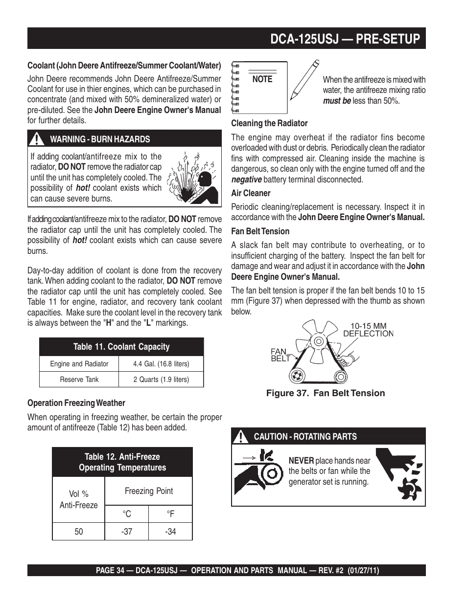 Dca-125usj — pre-setup | Multiquip MQ Power 60 Hz Generator DCA125USJ User Manual | Page 34 / 84