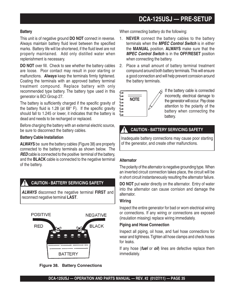 1dca-125usj — pre-setup | Multiquip MQ Power 60 Hz Generator DCA125USJ User Manual | Page 35 / 84