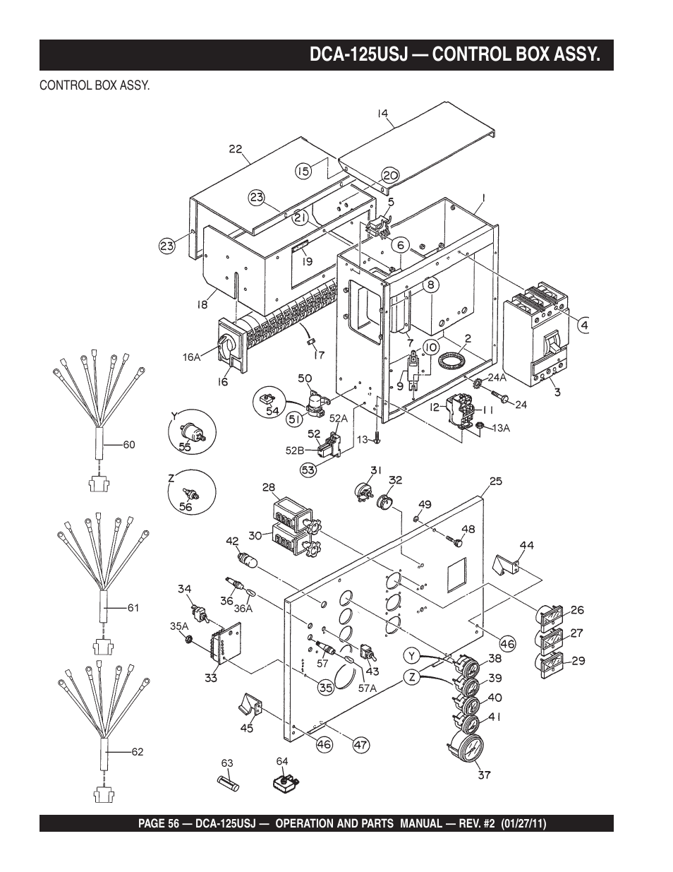 Dca-125usj — control box assy | Multiquip MQ Power 60 Hz Generator DCA125USJ User Manual | Page 56 / 84