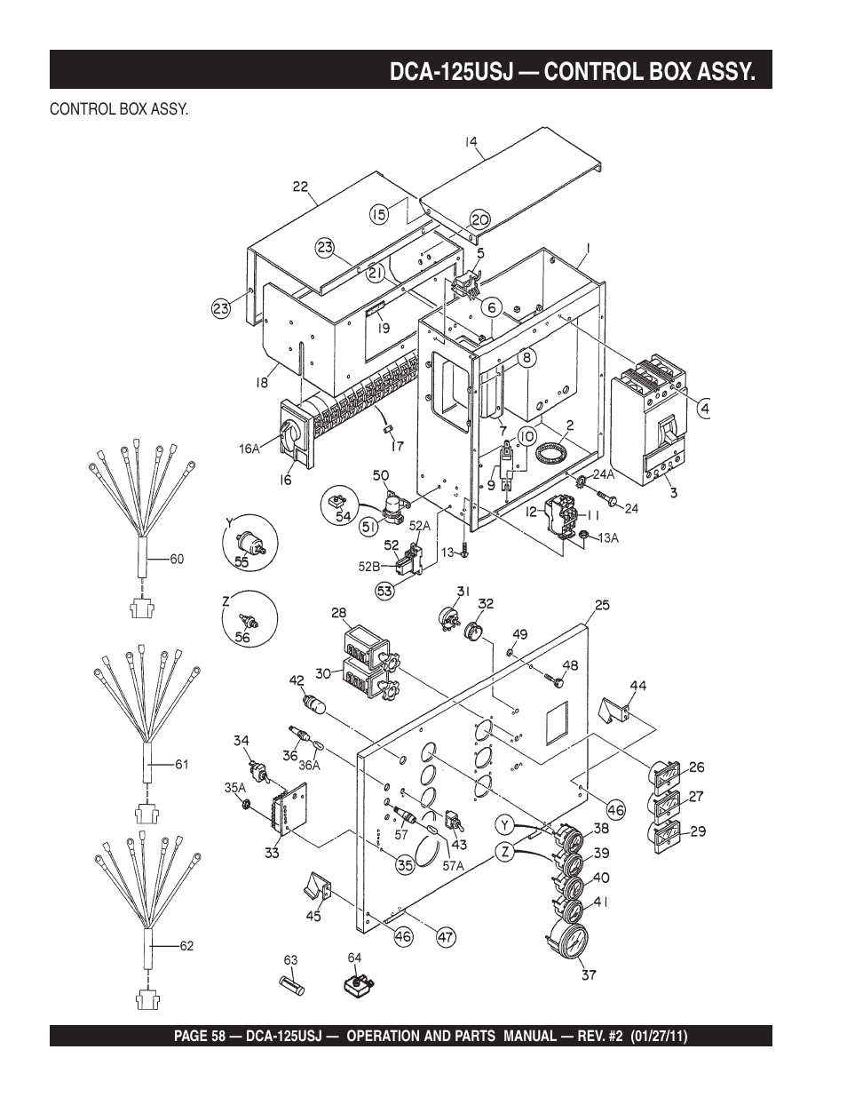 Dca-125usj — control box assy | Multiquip MQ Power 60 Hz Generator DCA125USJ User Manual | Page 58 / 84