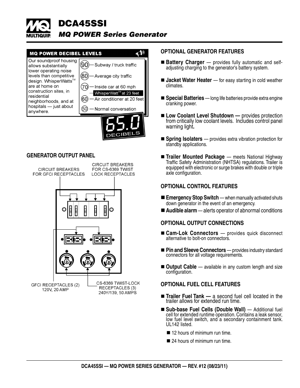 Dca45ssi, Mq power series generator | Multiquip MQ Power Series Generator DCA45SSI User Manual | Page 3 / 4