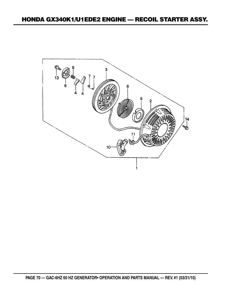 Multiquip pOrtable generatOr (HOnda gX340 gasOline engine) gaC6HZ User Manual | Page 70 / 84