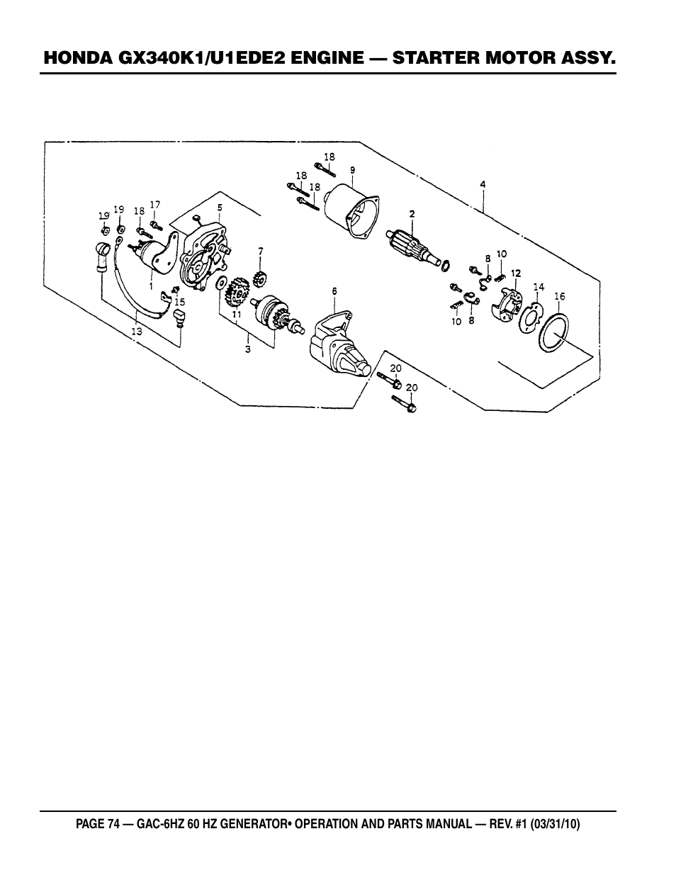 Multiquip pOrtable generatOr (HOnda gX340 gasOline engine) gaC6HZ User Manual | Page 74 / 84