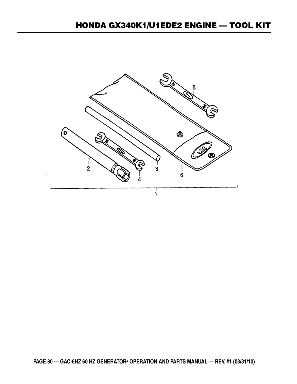 Multiquip pOrtable generatOr (HOnda gX340 gasOline engine) gaC6HZ User Manual | Page 80 / 84